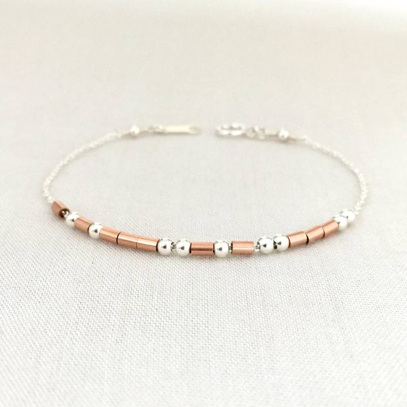 Rose Gold Und Sterling Silber Morse Code Armband, Mut Brautjungfer Mutter Schwester Geschenk, Geschenk Für Beste Freundin von StampedEve