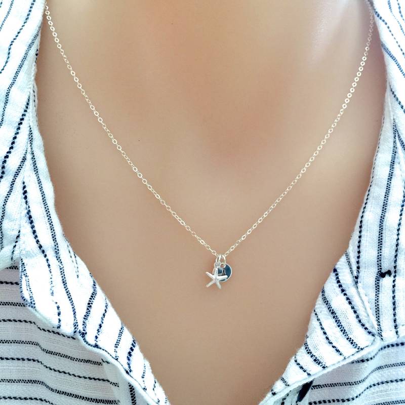 Sterling Silber Seestern Halskette, Gold Seestern, Strand Hochzeit, Maritimer Schmuck, Brautjungfern Geschenk von StampedEve