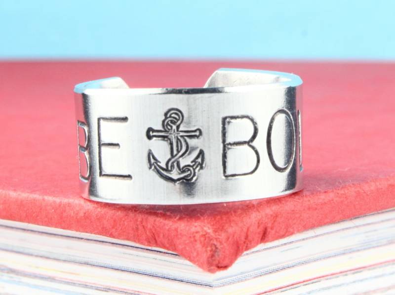 Be Bold Ring - Anker Silber Verstellbarer Daumen Inspiration Ermutigung Geschenk Für Absolvent von StampinOffThePath