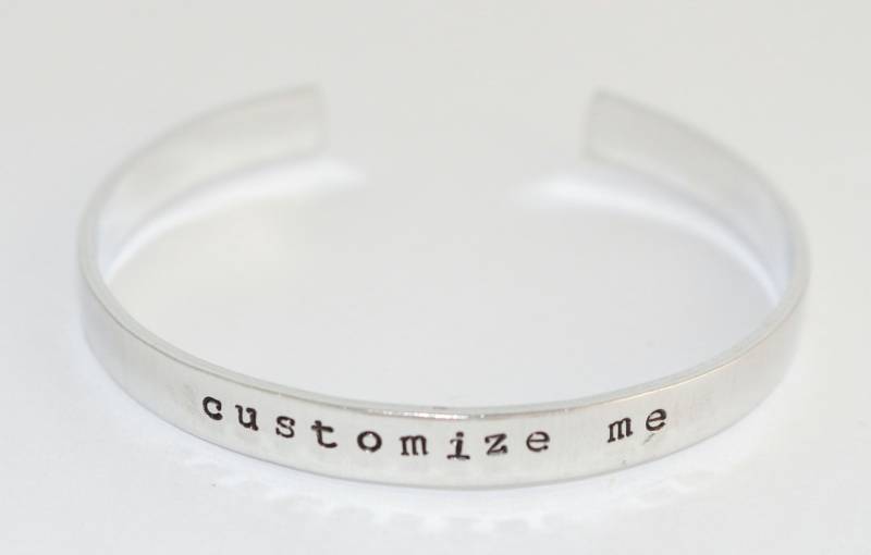Custom Me Armband - Doppelseitiges Verstellbares Silberarmband Personalisiertes von StampinOffThePath