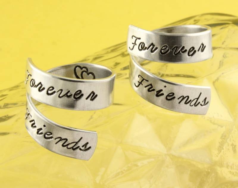 Für Immer Freunde Ringe, Beste Verstellbare Twist Wickelringe, Bestie Freundschaftsringe, Silber Ring Set von StampinOffThePath