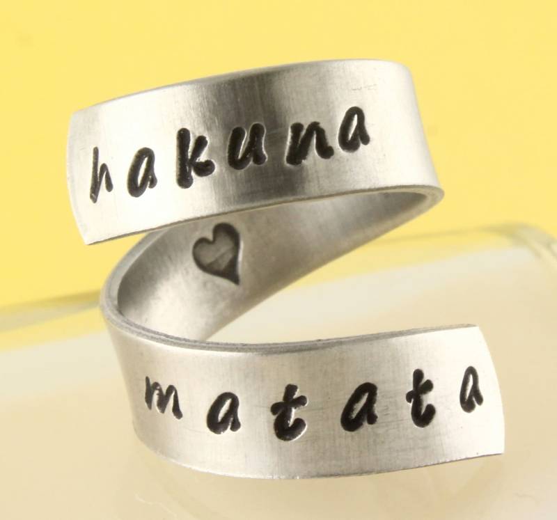 Hakuna Matata Ring - Verstellbarer Silberring Twist Wickelring Größe 7 8 Keine Sorgen 6 von StampinOffThePath