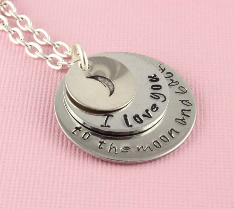 I Love You To The Moon & Back Halskette - Silber Personalisierte Muttertagsgeschenk Für Mama Mond Oma Geschenk von StampinOffThePath