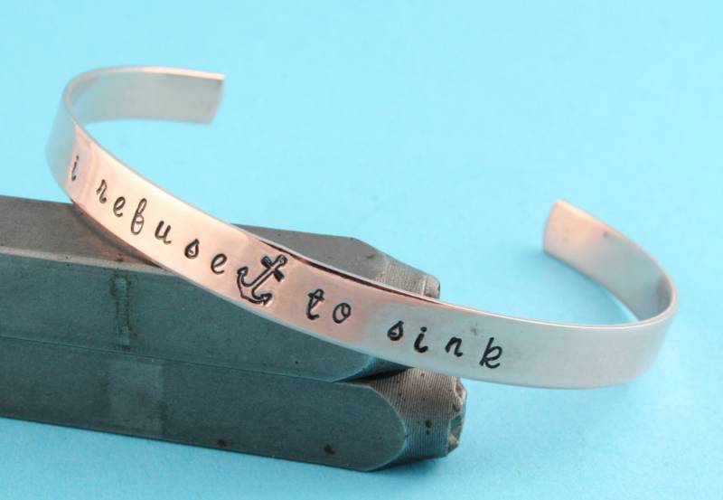 Ich Weigere Mich, Armband Zu Versenken - Kupfer Silber Anker Motivationsarmband von StampinOffThePath