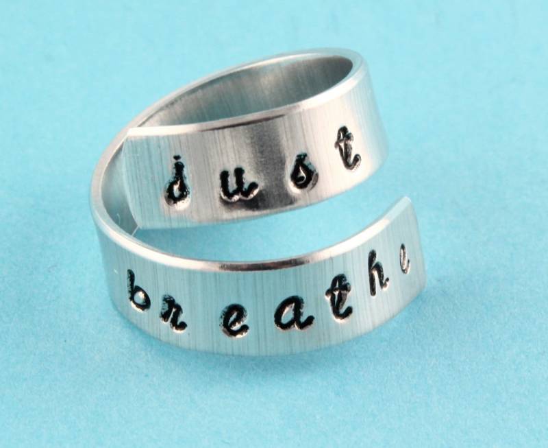 Just Breathe Ring - Twist Wickelring Silberring Meditationsring Yoga Motivationsring Inspiration von StampinOffThePath