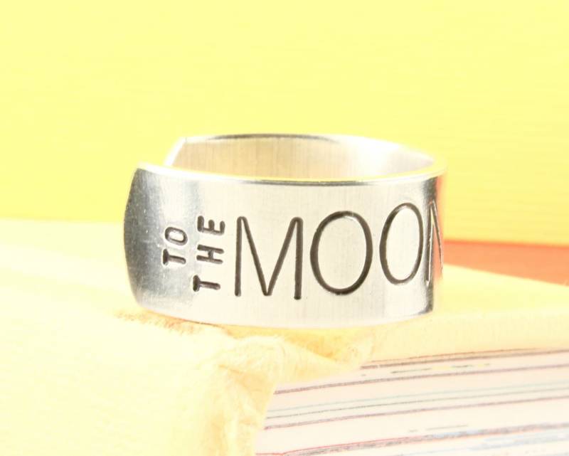 Love You To The Moon & Back Ring - Verstellbarer Silberring Muttertagsgeschenk To The Geschenk Für Mama Nana von StampinOffThePath