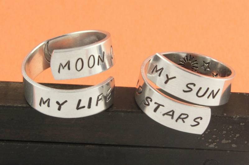 Mond Meines Lebens Ring - My Sun & Stars Paar Ringe Verstellbare Silberringe Khal Drogo Daenarys Wickelring von StampinOffThePath