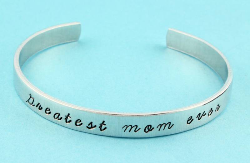 Mutter Armband - Silber Größtes Mom Ever Manschettenarmband Verstellbares Geschenk Für Mama von StampinOffThePath