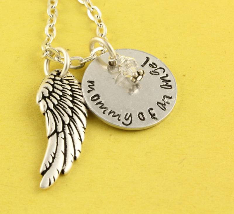 Mutter Eines Engels Halskette - Geburtsstein Fehlgeburtskette Erinnerungsschmuck Engel Baby Muttertagsgeschenk Für Mama von StampinOffThePath