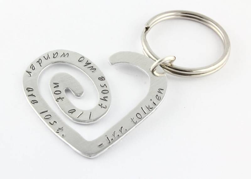 Nicht Alle, Die Wandern Sind Verloren Schlüsselanhänger - Herz Reise Schlüsselring Tolkien Zitat von StampinOffThePath