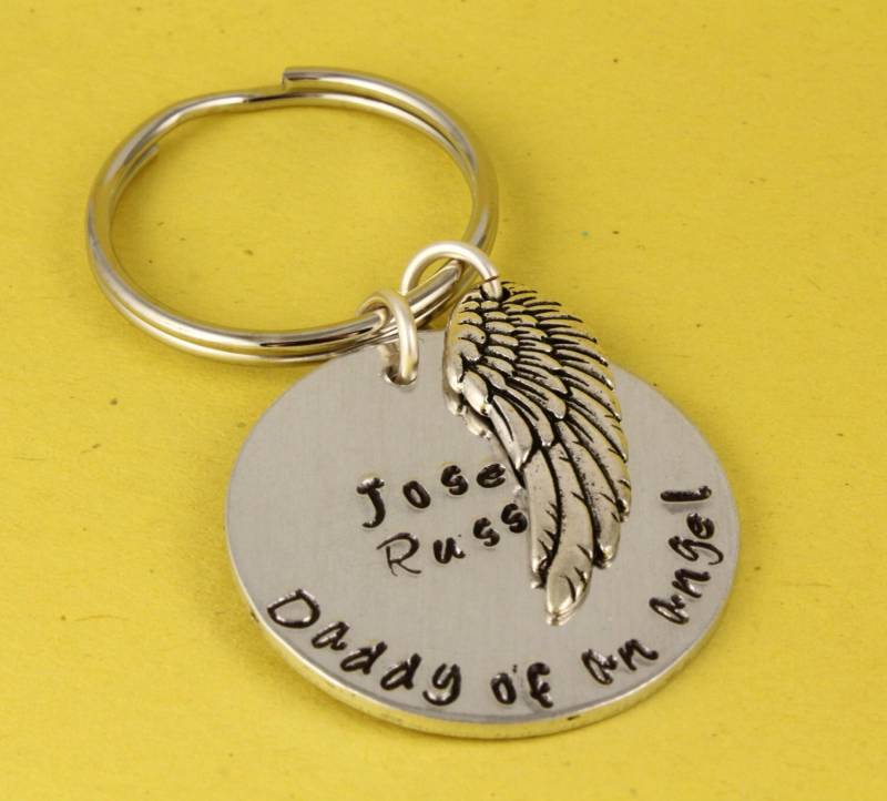 Papa Eines Engels Schlüsselanhänger - Personalisierter Fehlgeburt Schlüsselring Erinnerungsgeschenk Schwangerschaftsverlust Geschenk von StampinOffThePath
