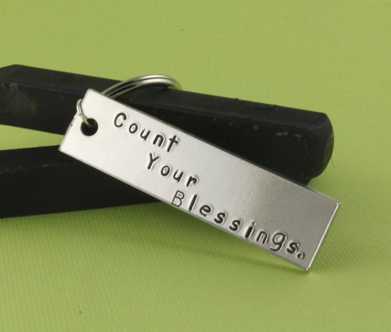 Sale - Count Your Blessings Schlüsselanhänger Aluminium Schlüsselring Geschenk Zum Muttertag von StampinOffThePath