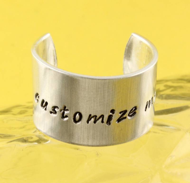 Sale - Personalisierbarer Personalisierter Ring Handgestempelter Verstellbarer Aluminiumring Handgestempelter Personalisiertes Muttertagsgeschenk von StampinOffThePath