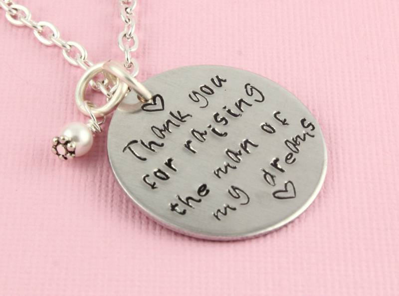 Sale - Thank You For Raising The Man Of My Dreams Halskette Hochzeit Mutter Des Bräutigams Geschenk Muttertag Für Mama von StampinOffThePath