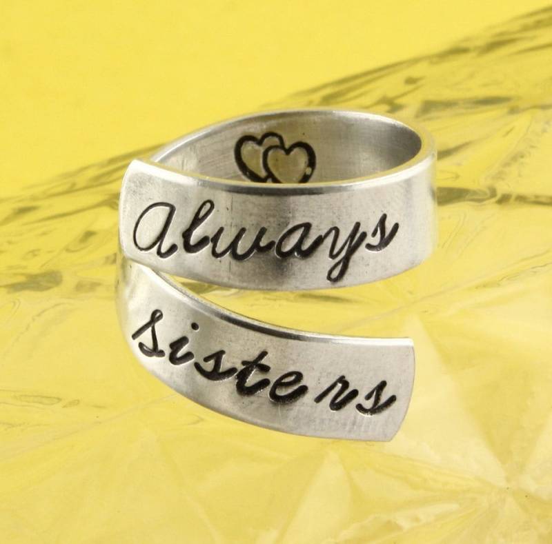 Schwester Ring - Beste Freunde Geschenk Für Wickelring Twist Silber Verstellbarer Großer Sis Kleiner von StampinOffThePath