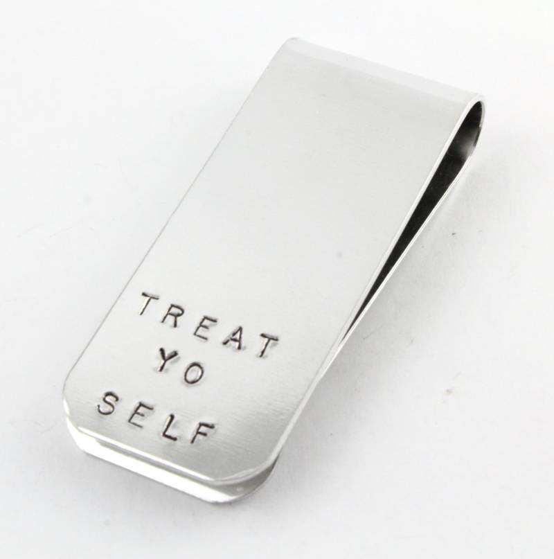 Treat Yo Self Money Clip - Silber Geldclip Geldklammer Yourself Geschenk Für Papa Vater Abitur von StampinOffThePath