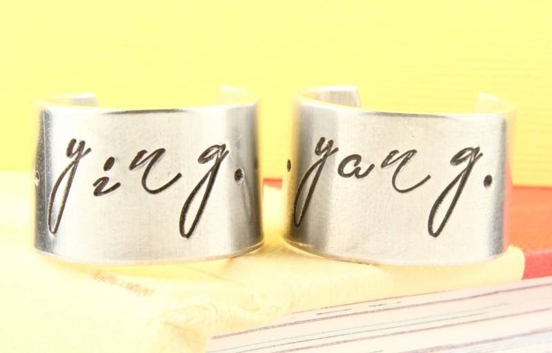 Ying Yang Ringe - Paarringe Beste Freunde Silberringe Verstellbare Ringband Daumenringe Geschenk Unter 20 von StampinOffThePath