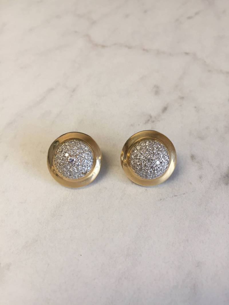 14Kt Gelb Und Weiß Gold Lady Es Diamond 2.50Ctw Runde Cluster Ohrringe Zu Einem Unglaublichen Preis von StanPaulJewelry