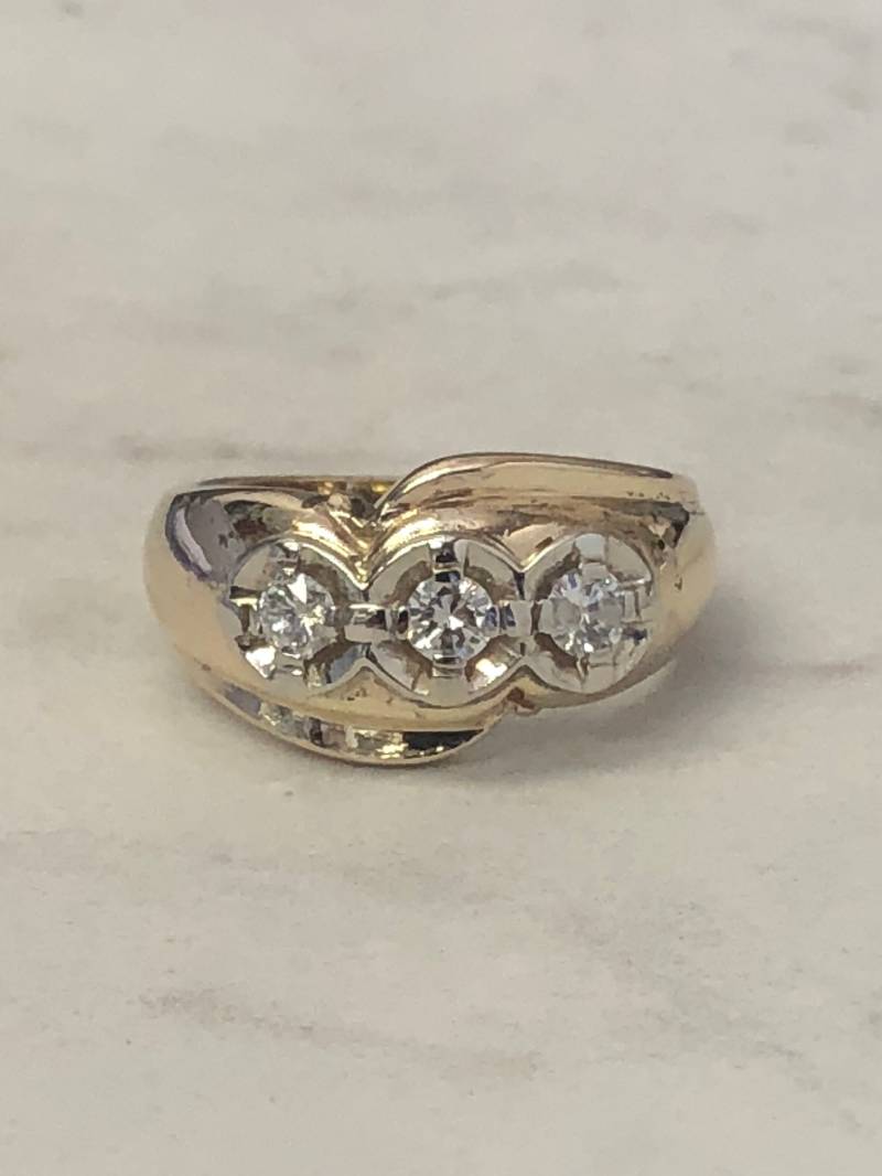 14Kt Gelb Und Weiß Gold Zwei-Ton Herren Diamant Hochzeit Band Zu Einem Sehr Erschwinglichen Preis von StanPaulJewelry