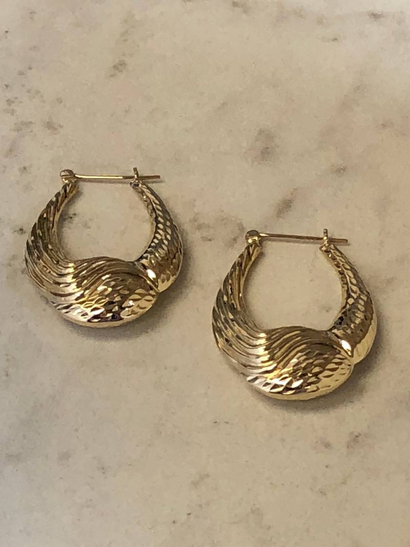 14Kt Gelbgold Damen Oval Design Swirl Muster Hoop Ohrringe Zu Einem Unglaublichen Preis von StanPaulJewelry