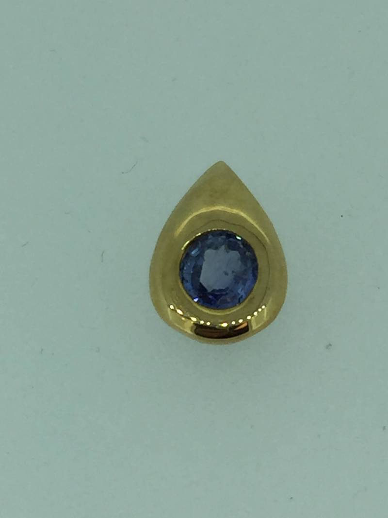 14Kt Gelbgold Lady Es Tear Drop Rund .81Ctw Tansanit Anhänger Mit Versteckter Steckschlaufe Zum Bezahlbaren Preis von StanPaulJewelry