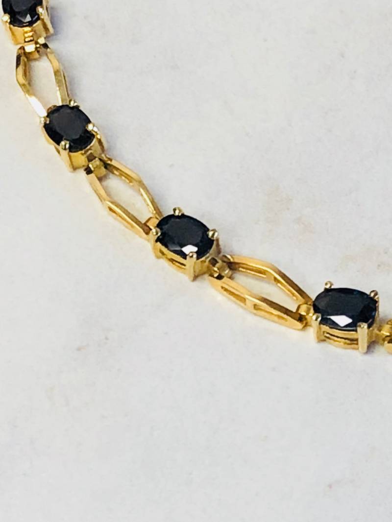 14Kt Gelbgold Ladys Echtes Ovales Saphir Armband in 7" Länge Zu Einem Unglaublichen Preis von StanPaulJewelry
