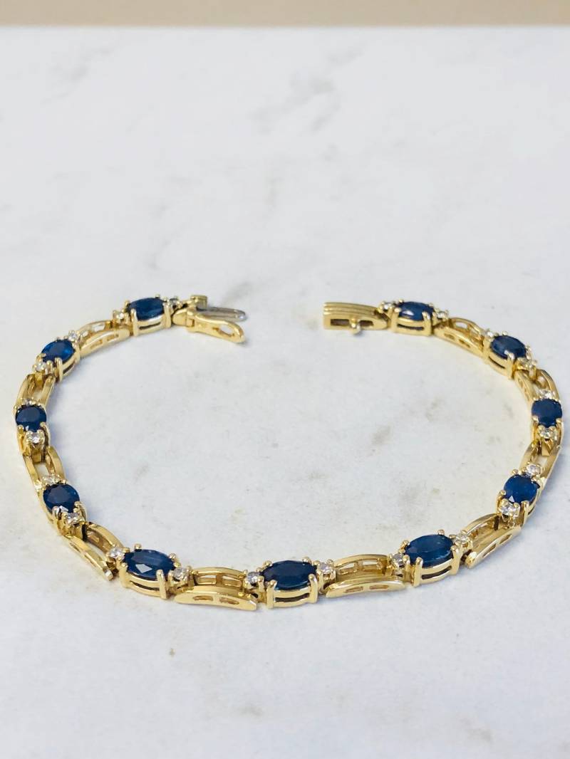 14Kt Gelbgold Ladys.45Ctw Diamant Und 6.65Ctw Saphir Armband in 7 1/2" Länge von StanPaulJewelry