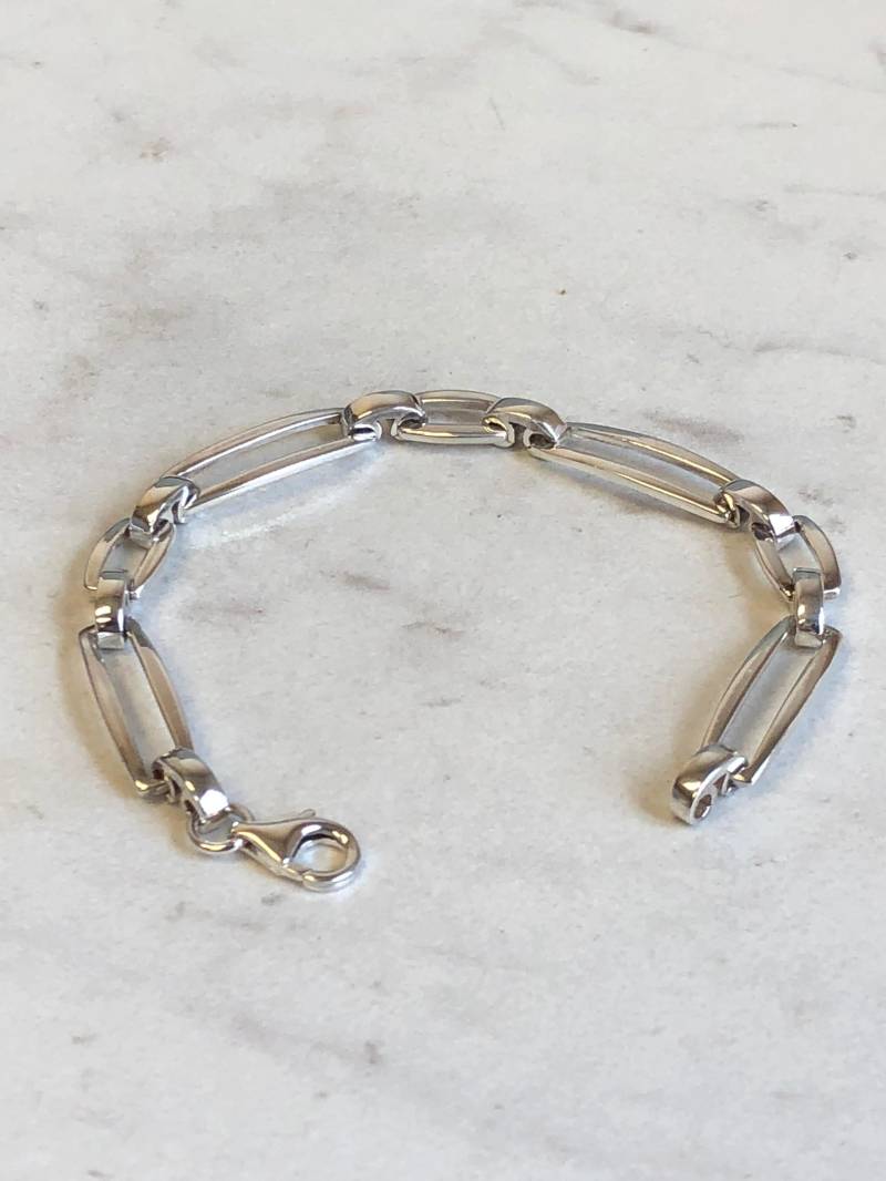 7".... Sterling Silber Lady's Open Solid Link Armband in 7" Länge Zu Einem Unglaublichen Preis von StanPaulJewelry