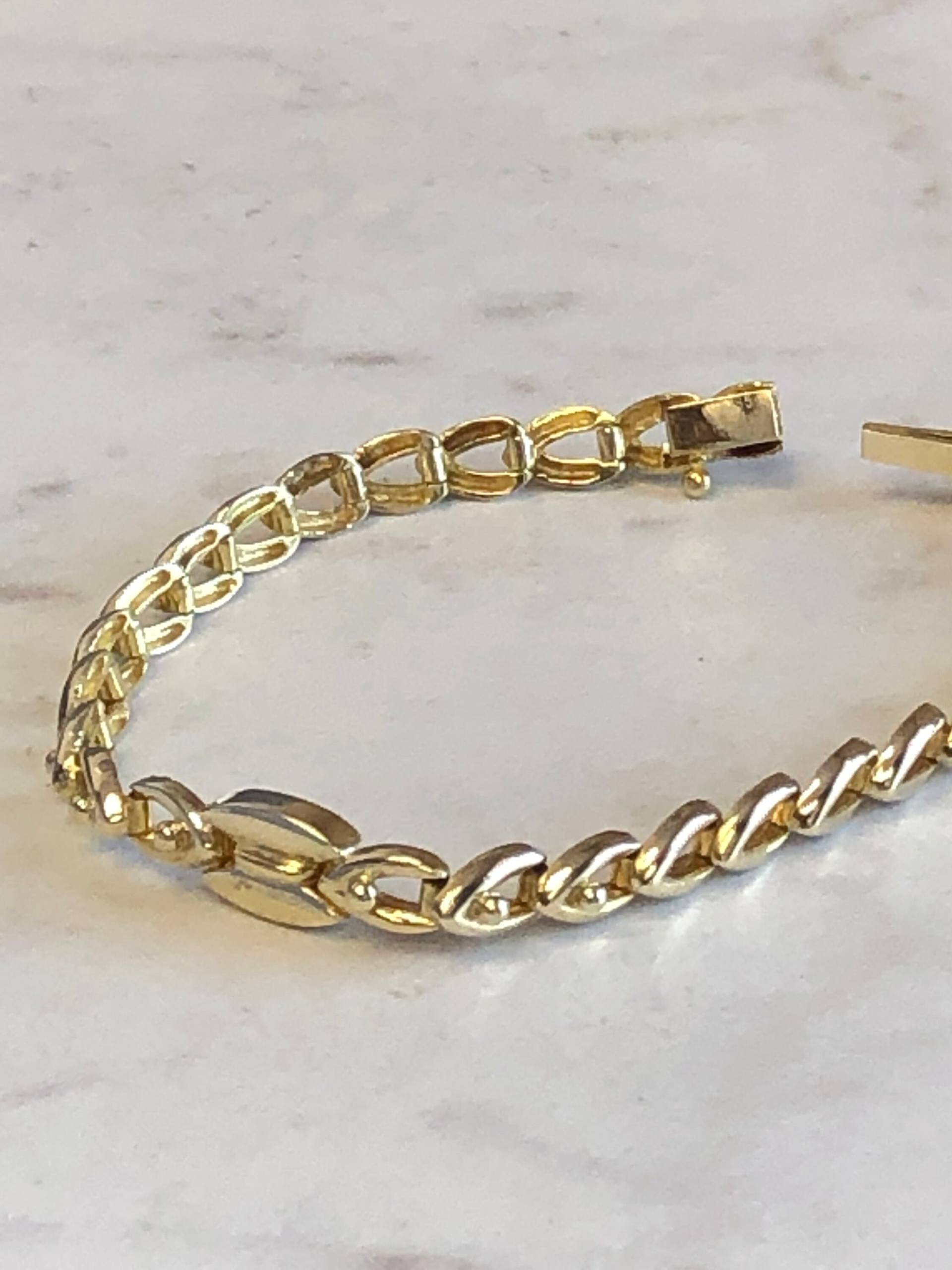 7 ".14Kt Gelbgold Italian-Made Lady's Solid Open Link Armband "In Der Länge Zu Einem Sehr Erschwinglichen Preis von StanPaulJewelry