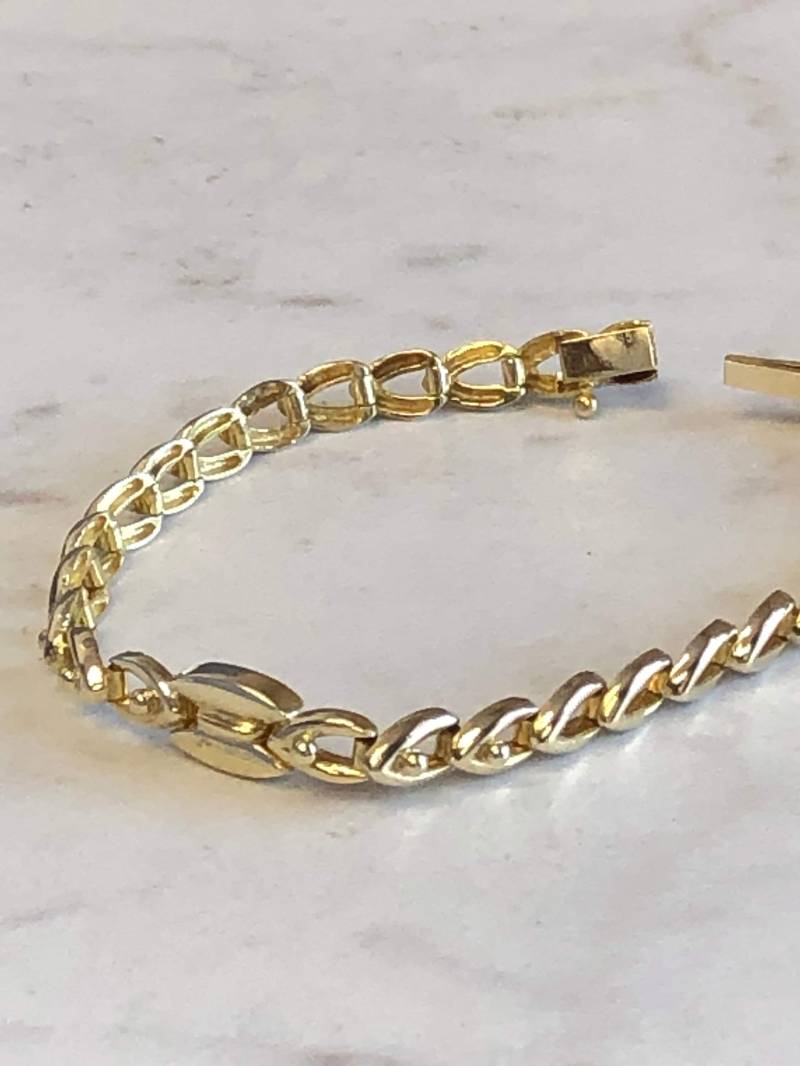 7 ".14Kt Gelbgold Italian-Made Lady's Solid Open Link Armband "In Der Länge Zu Einem Sehr Erschwinglichen Preis von StanPaulJewelry