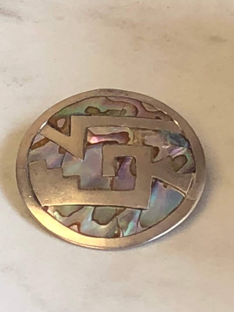 sterling Silber Runde Disc Eingelegt Opal Pin/Brosche Zu Einem Unglaublichen Preis von StanPaulJewelry