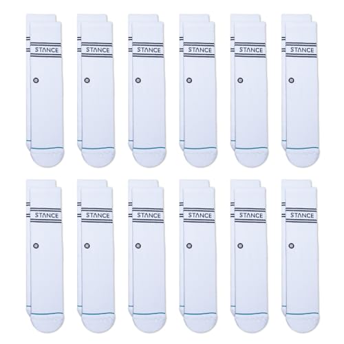 Stance Crew Sock - Basics - 12 Pack (Weiß, Mittel) von Stance