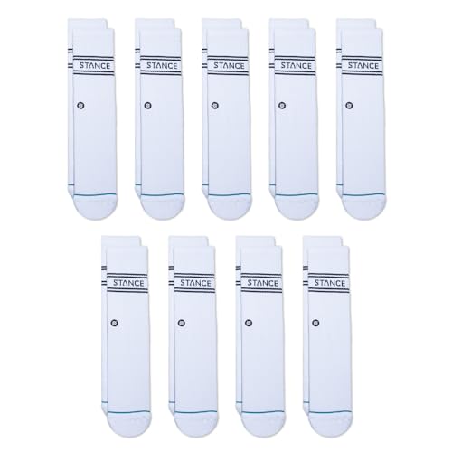 Stance Crew Sock - Basics - 9 Pack (Weiß, Groß) von Stance