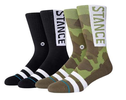 Stance Crew-Socken – OG – 2er-Pack, Schwarz und Camouflage, L von Stance