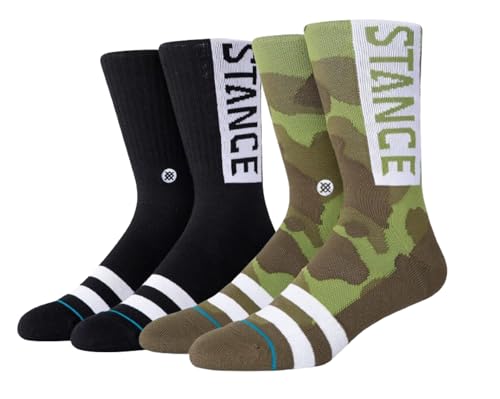 Stance Crew-Socken – OG – 2er-Pack, Schwarz und Camouflage, M von Stance