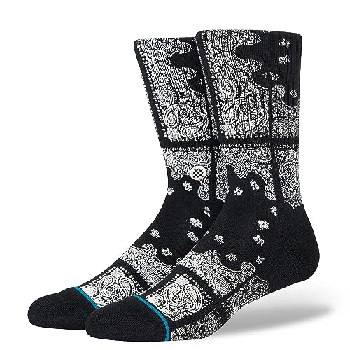 Stance Lonesome Town Crew-Socken, schwarz, Paisleymuster, Infiknit-Baumwolle, Kalb, Schwarz , L von Stance