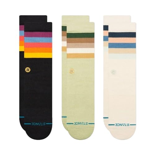 Stance Maliboo Crew-Socken, mehrfarbig, gestreift, Baumwolle, Wade, 3er-Pack, multi, M von Stance