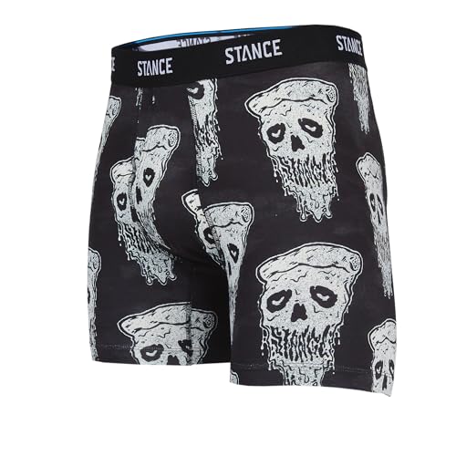 Stance Pizza Face Herren Boxershorts Schwarz Gemustert Poly Shorts Unterwäsche, Schwarz , L von Stance