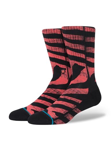 Stance Voodue Crew Socken schwarz rot gemustert Infiknit Baumwolle Kalb, rot, M von Stance