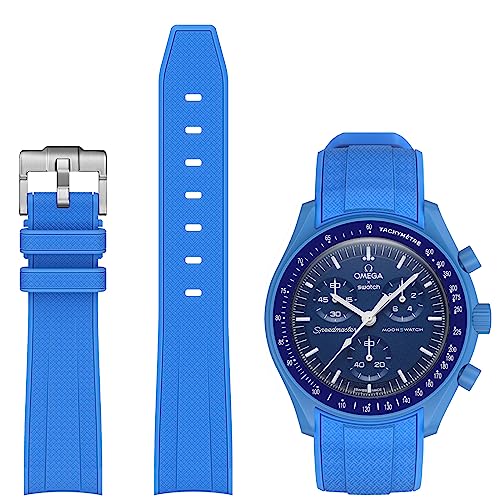 Armband für Moonswatch Swatch,Silikon Ersatzband Armband Verstellbares Weiches Silikonband, Uhrenarmband Armbänder Sports Wrist Band für Omega X Swatch Armband zubehör (Blau) von Stanchev