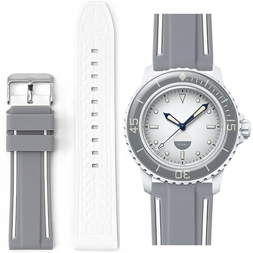 Stanchev Armband für Blancpain Swatch, 22 mm, weiches Gummi, wasserdicht, Ersatzband für Blancpain x Swatch Fifty Fathoms Männer Frauen Band mit Werkzeug zum Anbringen und Entfernen, 22 mm von Stanchev