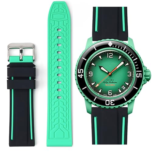 Stanchev Armband für Blancpain Swatch, 22 mm, weiches Gummi, wasserdicht, Ersatzband für Blancpain x Swatch Fifty Fathoms Männer Frauen Band mit Werkzeug zum Anbringen und Entfernen, 22 mm von Stanchev