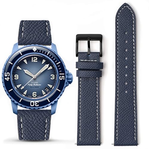 Stanchev Armband für Blancpain Swatch, 22 mm, weiches Leder, wasserdicht, Ersatzband für Blancpain X Swatch Fifty Fathoms für Herren und Damen, mit Werkzeugset zum Anbringen und Entfernen, 22 mm, von Stanchev