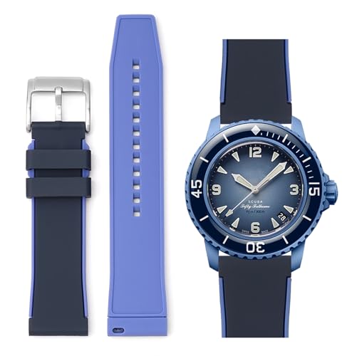 Stanchev Armband für Blancpain Swatch, 22 mm weiches Gummi, wasserdichtes Ersatzband für Blancpain x Swatch Fifty Fathoms Männer Frauen Band mit Werkzeug zum Anbringen und Entfernen, 22 mm von Stanchev