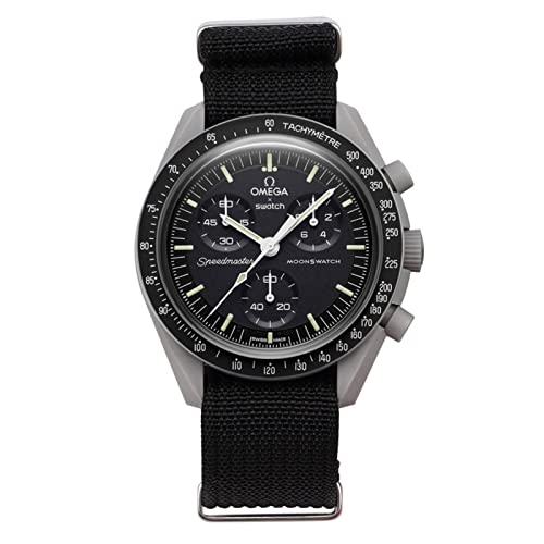 Stanchev Nylon-Armband für Moonwatch-Uhr, langes Armband, kompatibel mit Omega X Swatch Moonwatch Speedmaster usw. 20 mm Uhr, schnell zu lösen, Swatch Omega Moonwatch Nylon-Ersatzband für Damen und von Stanchev