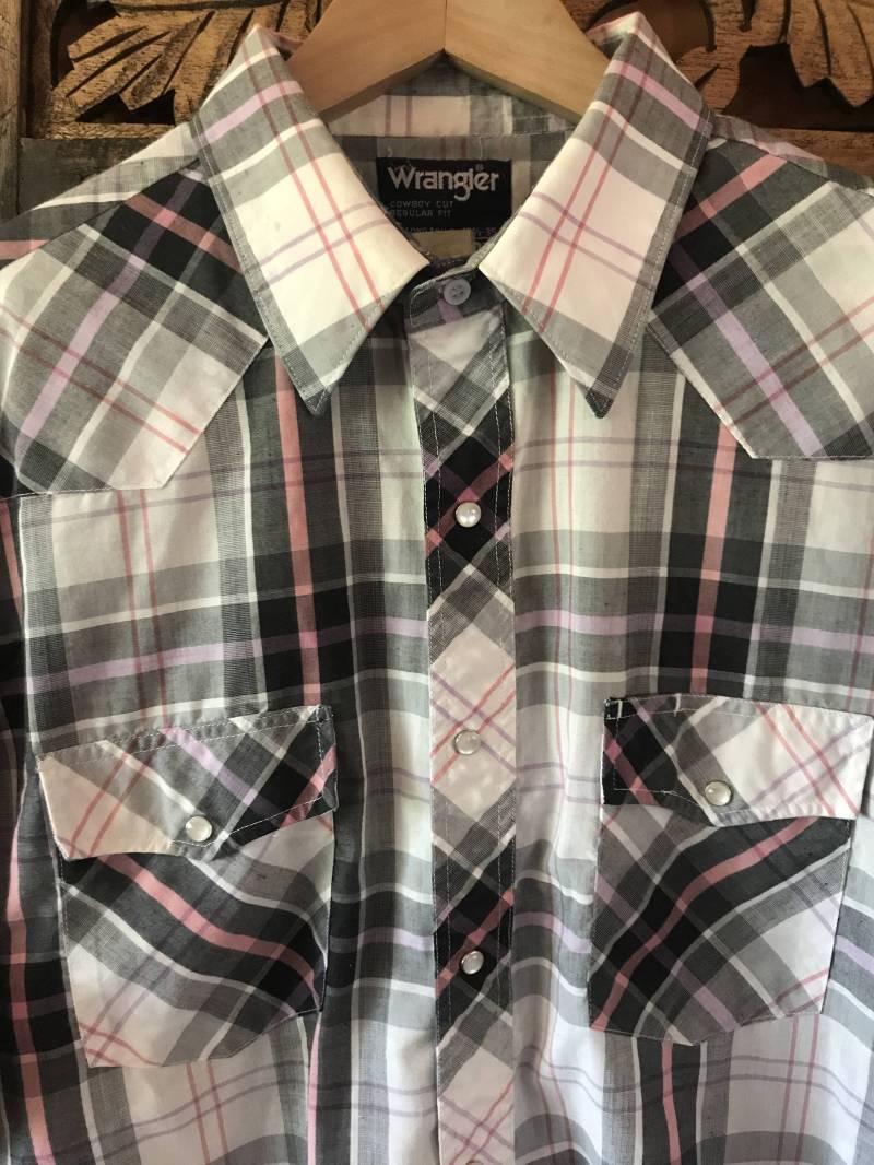 Vintage 70Er/80Er Jahre Wrangler Westlichen Madras Shirt L/xl von StandingStone