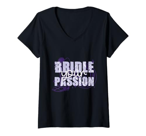 Damen Hobby Horsing Steckenpferde Bridle Your Passions T-Shirt mit V-Ausschnitt von Stangenpferd Hobby Horse