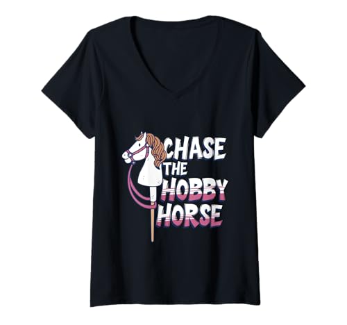 Damen Hobby Horsing Steckenpferde Chase The Hobby Horse T-Shirt mit V-Ausschnitt von Stangenpferd Hobby Horse
