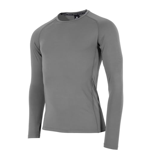 Stanno Thermoshirt Long Sleeve - Core Baselayer Langarmshirt - Kompressionsshirt - Enge Passform - Shirt mit Langen Ärmeln - Belüftend - Grau - Größe L von Stanno