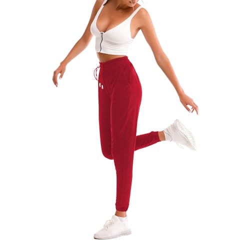 Stanpetix Damen Sweatpants mit Taschen - Jogger für Frauen Sporthosen Hosen (Rote,L) von Stanpetix